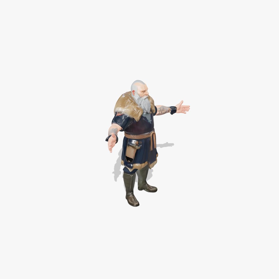 Viking Elder Character Model Rigged and Animated